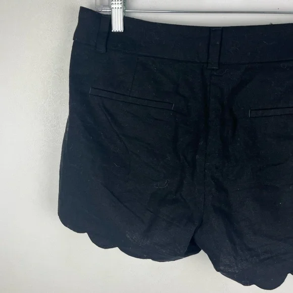 J.Crew 4” Linen Cotton Scalloped Hem Shorts Black 6 - Picture 5 of 10